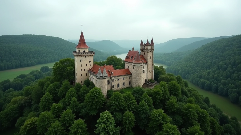 Medieval castle ruins surrounded by forested valley landscape in Sigulda
