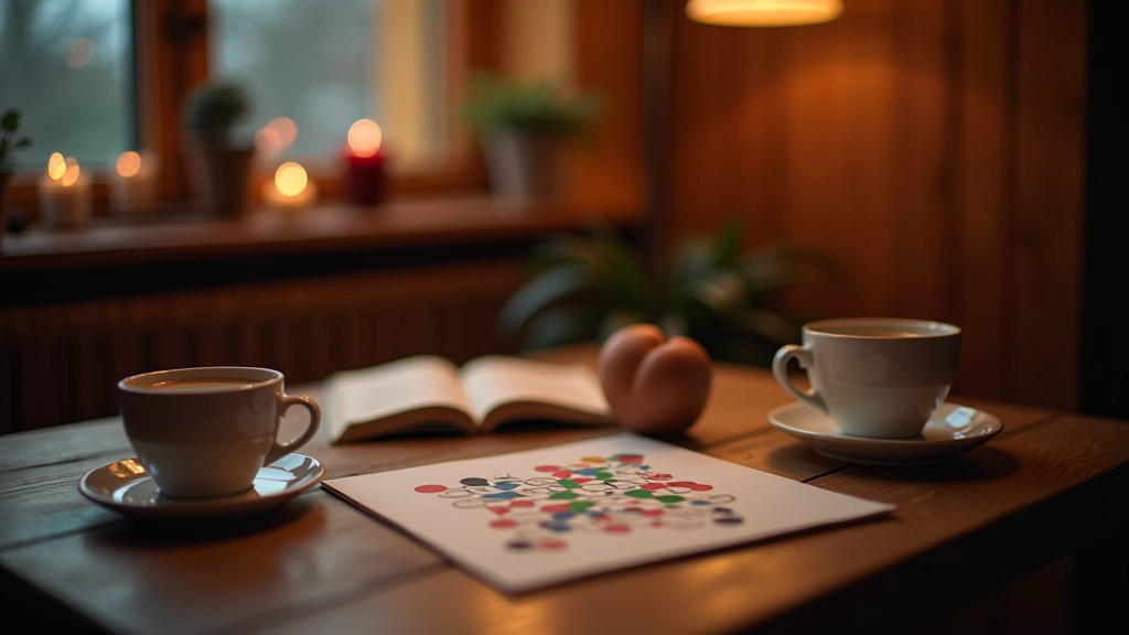 Board games and books arranged on table with warm lighting